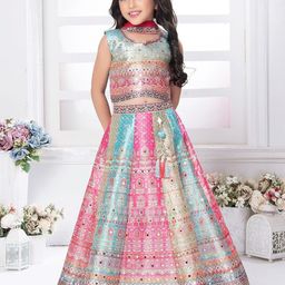 JAY NAGNATH FAB Girls Embellished Mirror Work Ready to Wear Lehenga & Blouse With Dupatta-image-77
