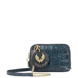 Hidesign Rockstar Punk W2 Teal Blue Textured Small Sling Handbag-image-3