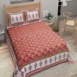 Myntra Elegant Homes Red Printed Pure Cotton 180 TC King Bedsheet Set 2.74 m x 2.54 m-image-95