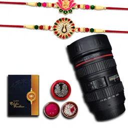 DeoDap Rakhi Pooja Thali Roli Chawal Coin & Greeting Card Rakhi Gift Set-image-29