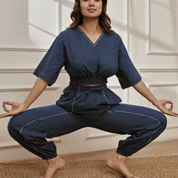 VASTRAMAY V-Neck Top With Joggers Co-Ords-picture-19