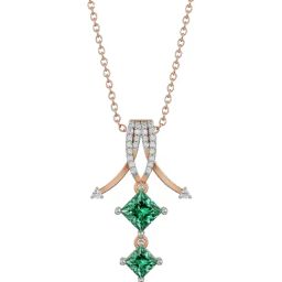 EMORI 18k (750) Rose Gold Arrow Emerald Diamond Pendant-image-77