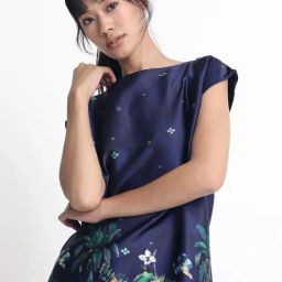 RAREISM Navy Polyester Printed Short Sleeves Top-image-52