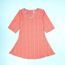 KiddoPanti Girls Bandhani Printed Bandhani Fusion A-Line Kurta-picture-10