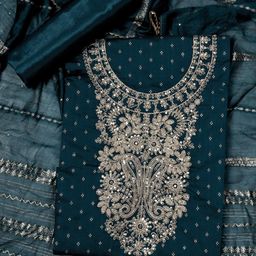 SALWAR STUDIO Floral Embroidered Sequinned Unstitched Dress Material-image-28