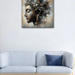 OLIVE TREE Peach-Coloured & Black 1 Piece Canvas Religious Wall Paintings-image-28