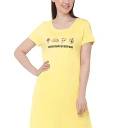 Soie  Yellow Printed Night Dress-image-82
