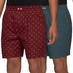 XYXX Maroon & Teal Green Printed Boxers - Pack of 2-69