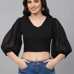 NEUDIS Black Textured Crop Top-17