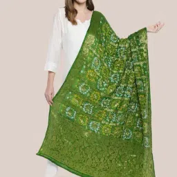 Dupatta Bazaar Mehendi Green Printed Dupatta-picture-10
