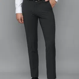 Louis Philippe Permapress Grey Slim Fit Flat Front Trousers-image-13