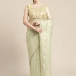 Mohey Green Woven Saree With Unstitched Blouse-image-26