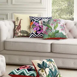 SEJ by Nisha Gupta Multicolor Polyester Cushion Cover - Set of 5-image-62