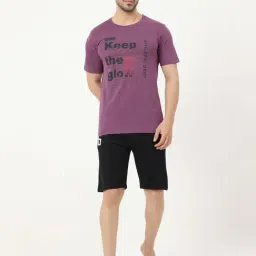Masculino Latino Purple & Black Regular Fit Printed Nightwear Set-picture-27