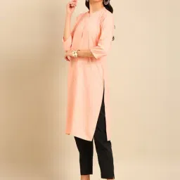 SHOWOFF Peach Straight Kurta-image-57