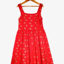 Kiddopanti Kids Red Printed Dress-image-73