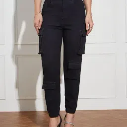 Miss Chase Black Denim Solid Jeans-picture-3