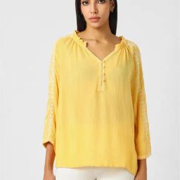 Van Heusen Yellow Regular Fit Top-image-74