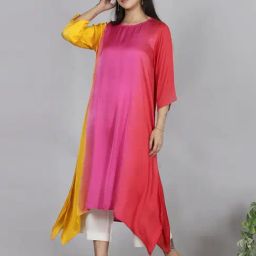 Spring Soul Red Cotton Regular Fit Ombre Kurta-image-68