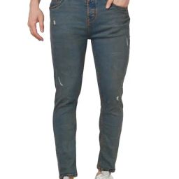 Spykar Blue Cotton Regular Fit Distressed Jeans-image-58