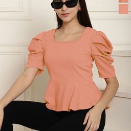 Metronaut Women Pack Of 2 Peplum Puff Sleeve Regular Top-image-49