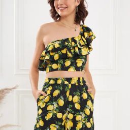 KASSUALLY Black & Yellow Printed Co-Ord Set-image-81