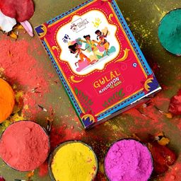 CraftVatika Green & Yellow 5 Pieces Organic Holi Gulal Colors-image-41
