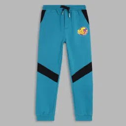 Blue Giraffe Boys Blue Cotton Color Block Trackpant-image-66