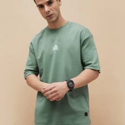 Code By Lifestyle Grey Loose Fit Printed T-Shirt-picture-7