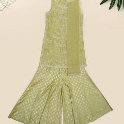 Akkriti by Pantaloons Girls Lime Green Embroidery Suit Set-picture-44