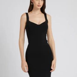 Guess Black Solid Shoulder straps Dress-image-80