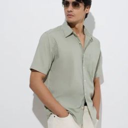 WES Casuals by Westside Sage Self Relaxed-Fit Cotton Shirt-image-92