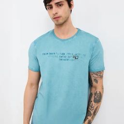 Spykar Men Blue Slim Fit Solid Half Sleeve Casual T-Shirt-picture-21