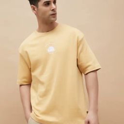 Code By Lifestyle Yellow Loose Fit Printed T-Shirt-image-7