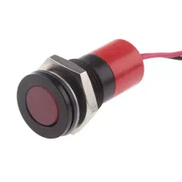 RS PRO Red Panel Mount Indicator 24V DC, Mounting Hole Size 14 mm, Termination Type Lead Wires, IP Rating IP67, Model No 7038992-11