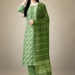 A TO Z CART Women Ethnic Motifs Printed Regular Kurta with Trousers & With Dupatta-picture-35