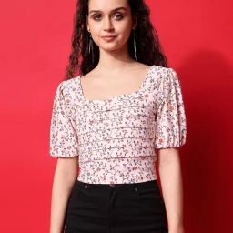 PURVAJA Beige Printed Crop Top-picture-17