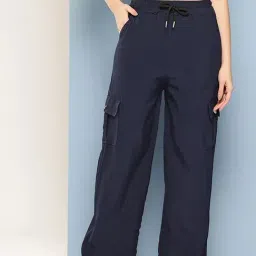 Aarika Navy Blue Polyester Solid Pants-picture-34