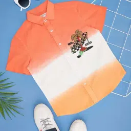 Pantaloons Junior Kids Orange & White Printed Shirt-picture-16