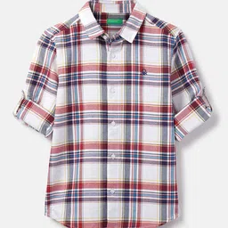 United Colors of Benetton Boys Tartan Checked Spread Collar Pure Cotton Casual Shirt-picture-29
