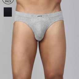 Levi's Light Grey Melange & Navy Cotton Briefs - Pack of 2-picture-17