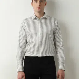 SELECTED HOMME Beige Slim Fit Striped Shirt-image-80