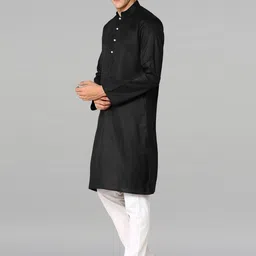 PulseIQ Mandarin Collar Pure Cotton Straight Kurta With Trousers-image-44