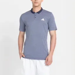 Adidas Blue Regular Fit Texture Sports Polo-picture-36