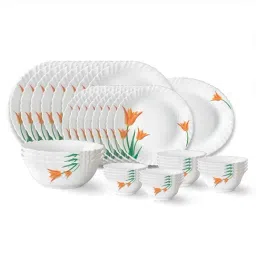 Larah by Borosil Firefly Fluted White Opalware 33 Pieces Dinner Set-picture-19