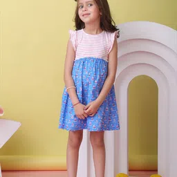 Beebay Girls Nautical Printed Round Neck Fit & Flare Dress-image-84
