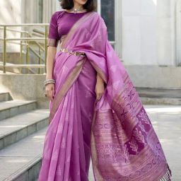Satrani Lavender Rayon Woven Saree With Unstitched Blouse-picture-34