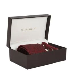 Peter England Maroon Embroidered Tie Pocket Square And Cufflink-picture-12