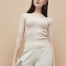 Code By Lifestyle Beige Regular Fit Top-picture-3