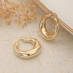 Saraf RS Jewellery Anti-Tarnish Gold Plated Twisted Round Hoop Earrings for Women-26